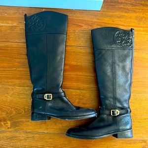 Tory Burch Black Leather Riding Boot